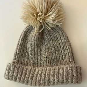 Anthropology Pom Pom hat cream and grey - hardly worn